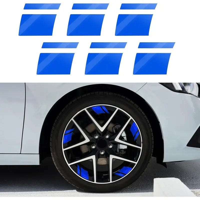 6-Pack Adhesive Car Reflective Stickers - Universal 18-21 in Wheel Rim Stripe Decals, Reflective Shine Automotive Exterior Decoration Accessories