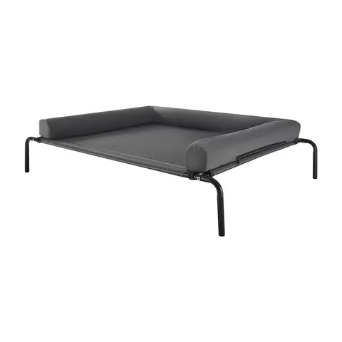 VEVOR XL Gray Raised Dog Bed for Large Dogs & Goldens - Portable Garden Cot Tent, Steel Frame, Cooling Breathable Teslin Mesh, Washable U-Shape Neck Rest, Indoor Bedroom Use, Skin Health Support, Oil-Resist Clean#SohoChic
