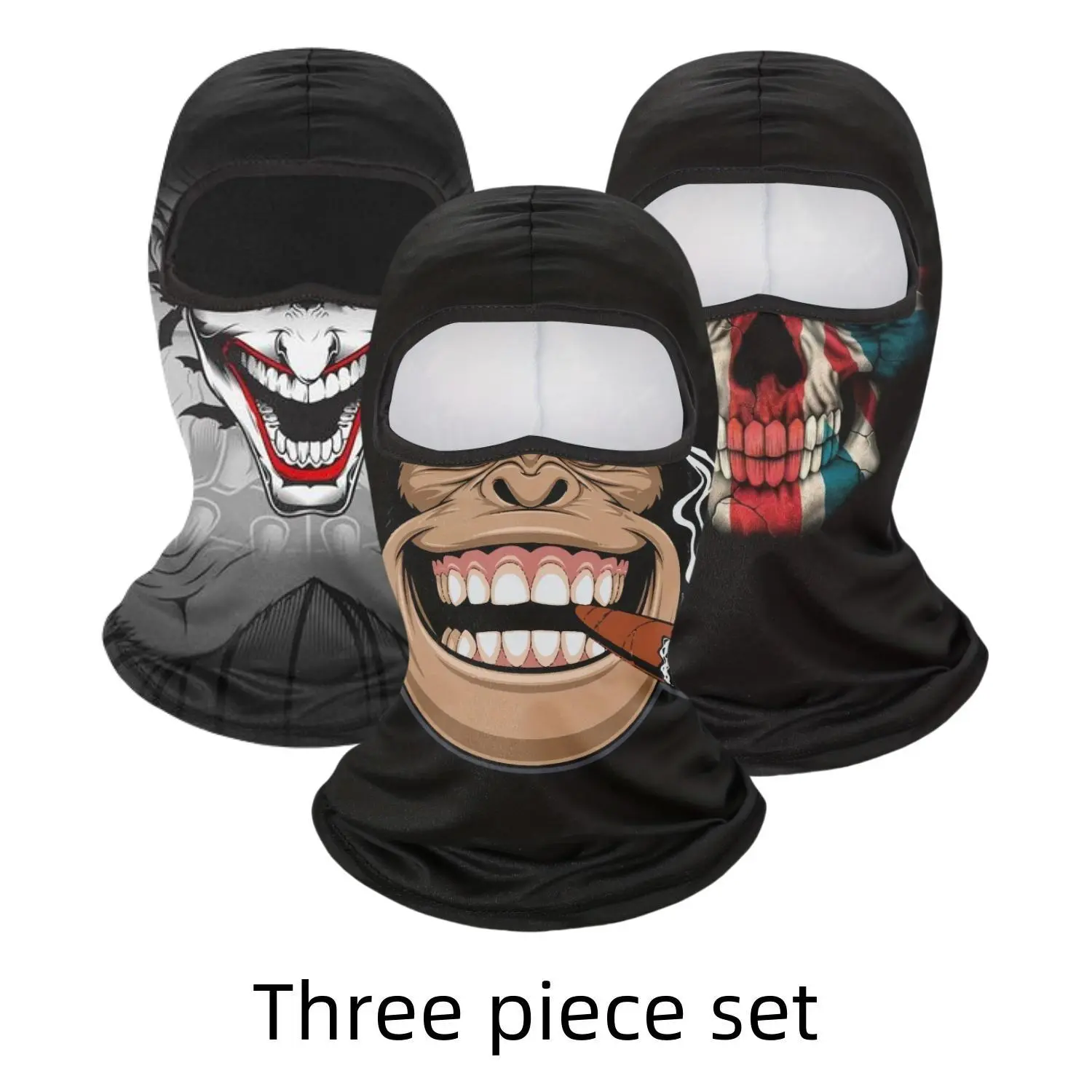 Multi-pack Gothic Printed Balaclava, Skull and Demon Series Head Covering, Breathable Full Face Mask, Outdoor Windproof Half Face Mask for Men and Women, Suitable for Halloween and Day of the Dead