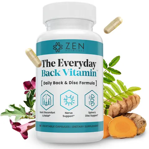 Everyday Back Vitamin | 20-in-1 Back & Spine Support Formula with Curcugen Turmeric + Glucosamine & Alpha Lipoic Acid for Mobility & Flexibility (60 Capsules) Essential Aminos Supplement