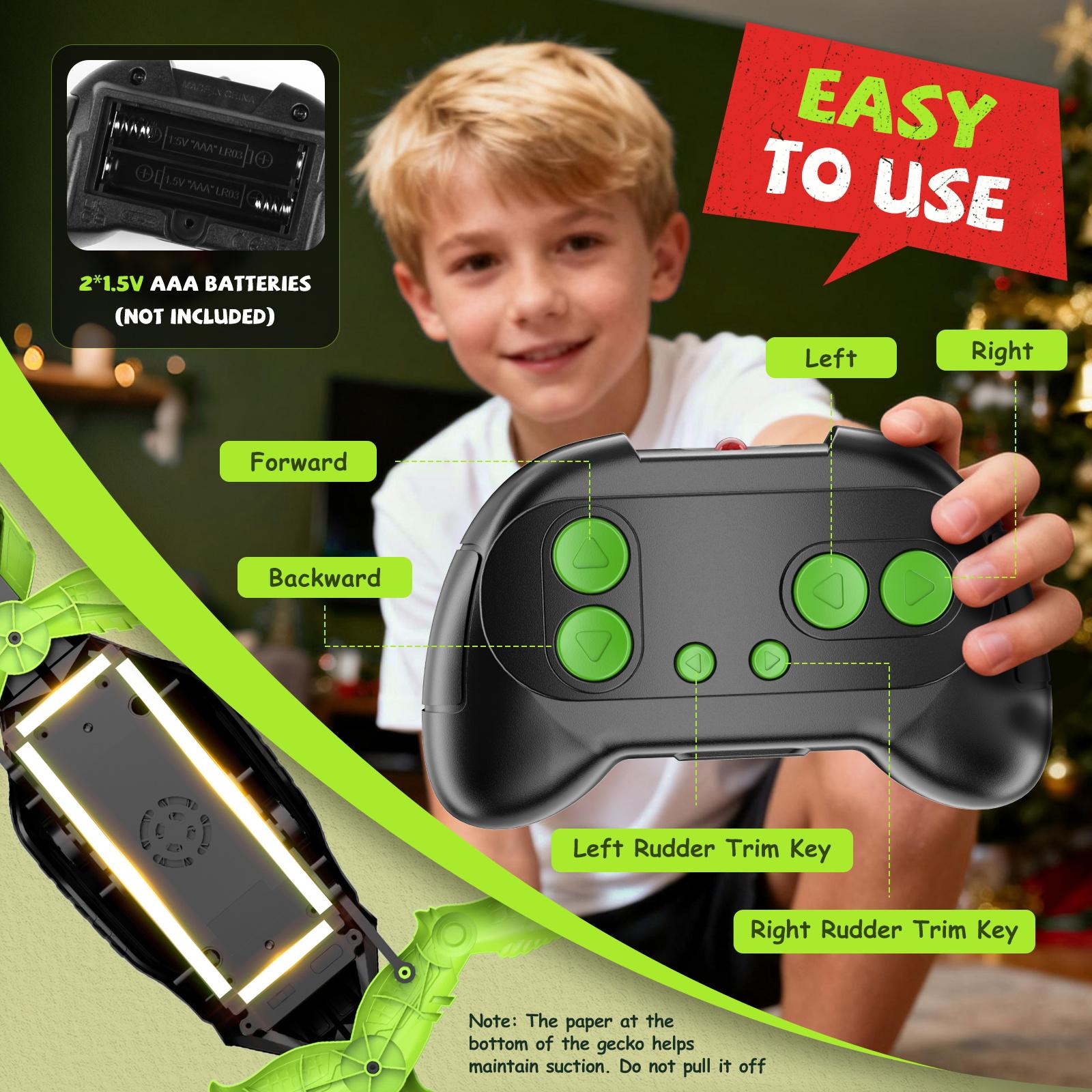 Wall Crawler Gecko Remote Control Toy Electric Lizard with LED Glowing Eyes 360° Spin Indoor Fun Gift Idea Party Toy Cool RC Chameleon Toy for Kids Christmas