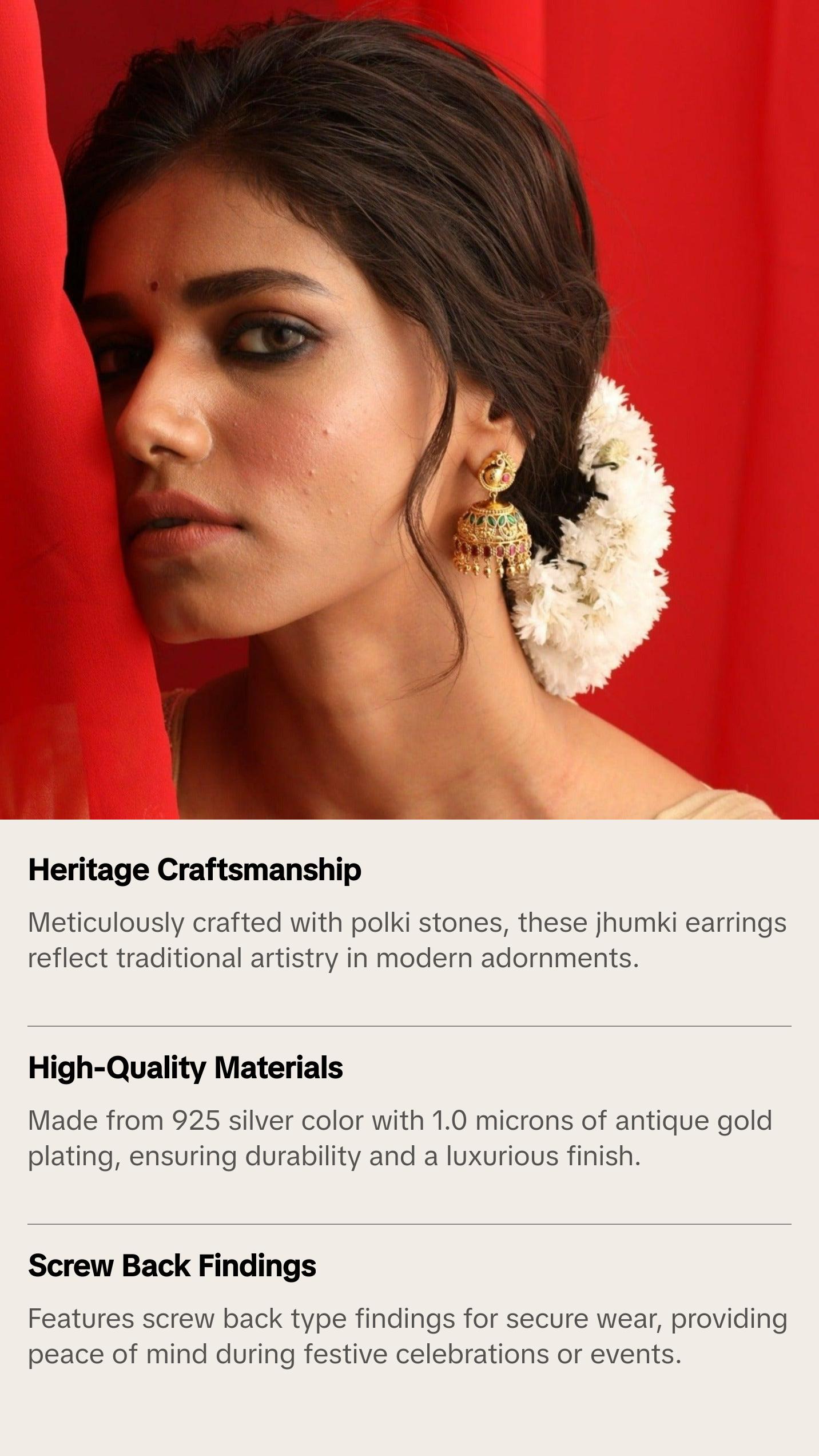 Mohona Kempu Jadau Silver Jhumki