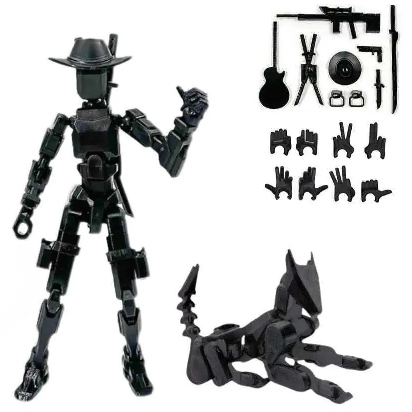 T13 Action Figure Set with Robot Dog, Titan 13 Action Figure, 3D Printed Multi-Joint Toy, Holiday Gift, Desktop Collectible Model, Action Figurine, Jointed Action Figure, Articulating Figurine, Articulated Figurines, Articulating Figures