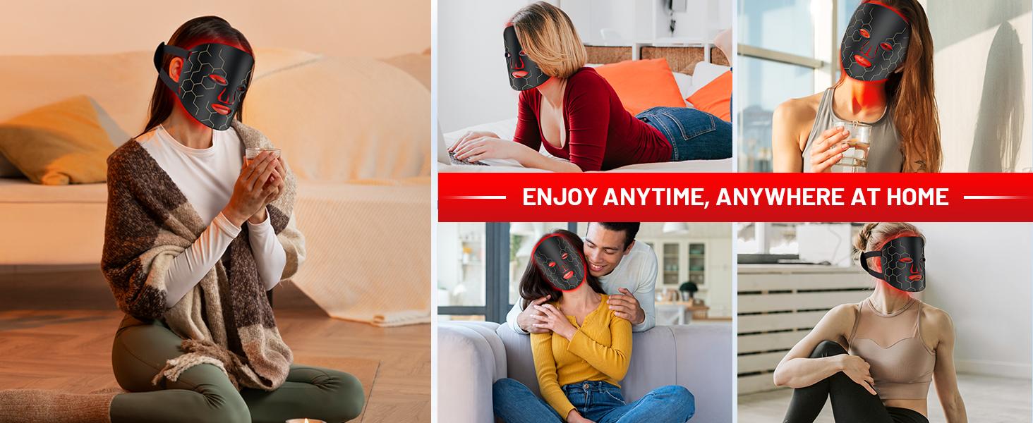 Red Light Therapy Mask for Face 8 Modes LED Face Mask Light Therapy with 288 LEDs 630nm & 850nm Infrared Light Therapy Mask at Home Portable with Timer & 2600mAh Remote Control for Anti-Aging