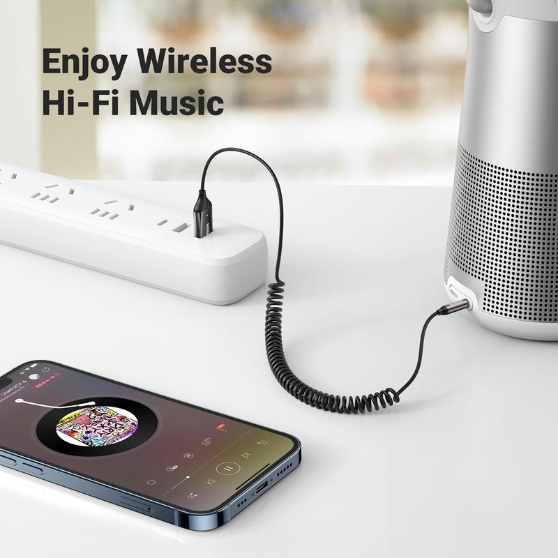 UGREEN Aux to Bluetooth 6.0 Adapter 3.5mm Bluetooth Receiver for Car USB 2.0 to 3.5mm Jack Kit with Built-in Microphone Aux Input for Hands-Free Calls Compatible with Car Speaker and Home Audio,TikTokShopHolidayHaul