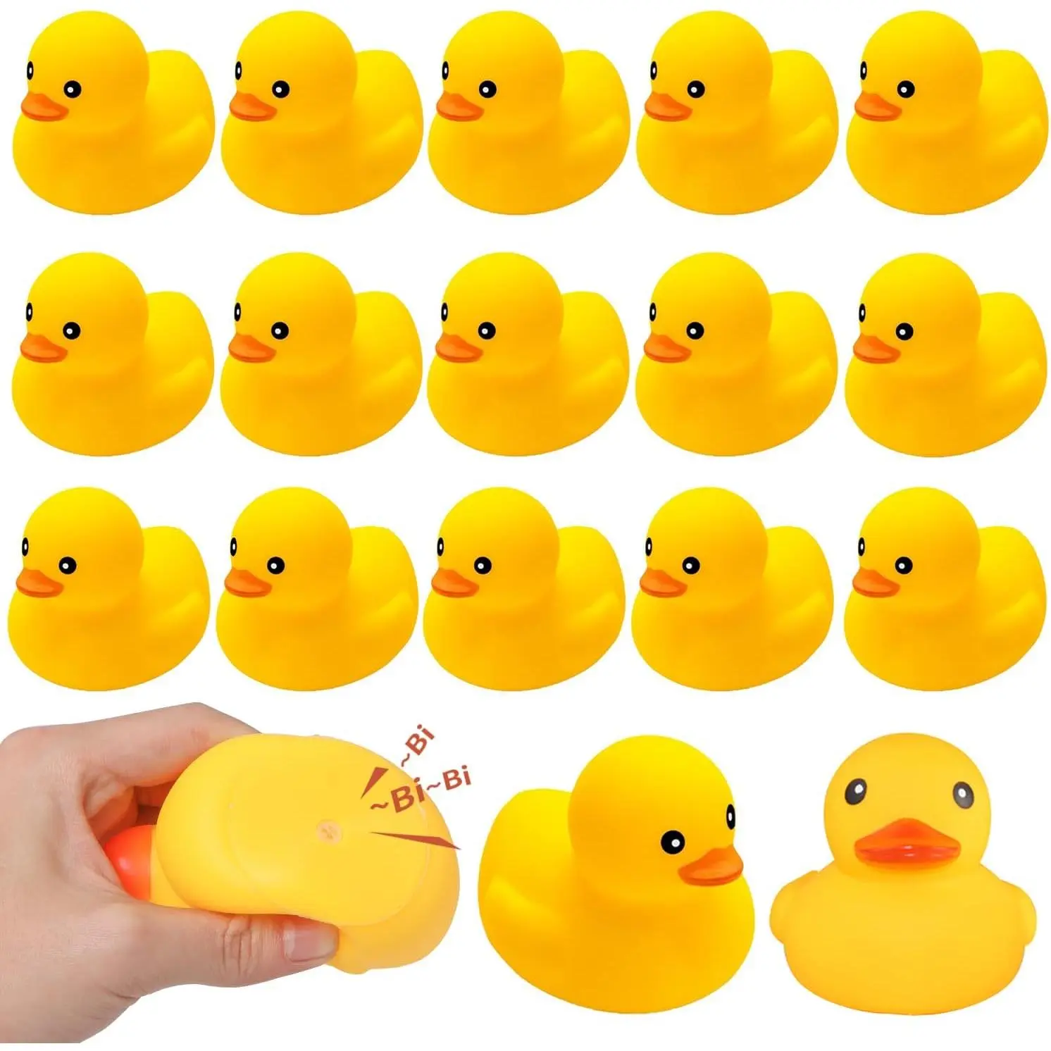 20pcs Large Yellow Resin Bath Ducks Bulk Pack - Squeaky Floating Fun and Funny Bath Toys for Kids, Ideal for Party Favors, Baby Shower Gifts