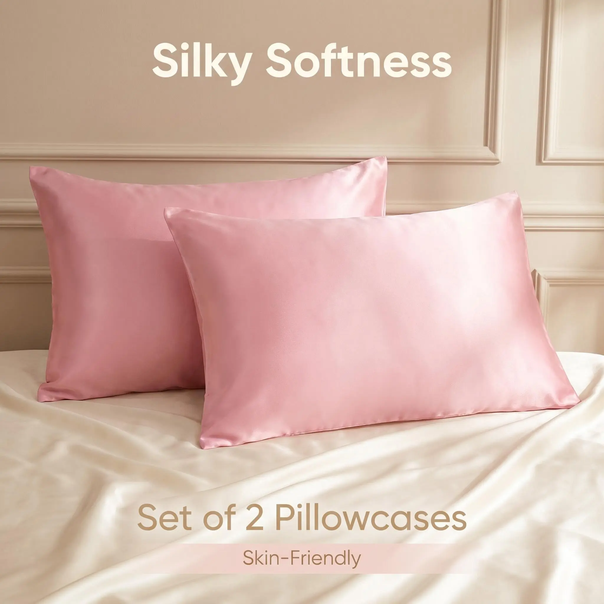 Bedsum 2-Pack Satin Cooling Travel Pillowcases, 14"x20" Small Size, Envelope Closure, Featuring Silky Softness, Cooling Bedding