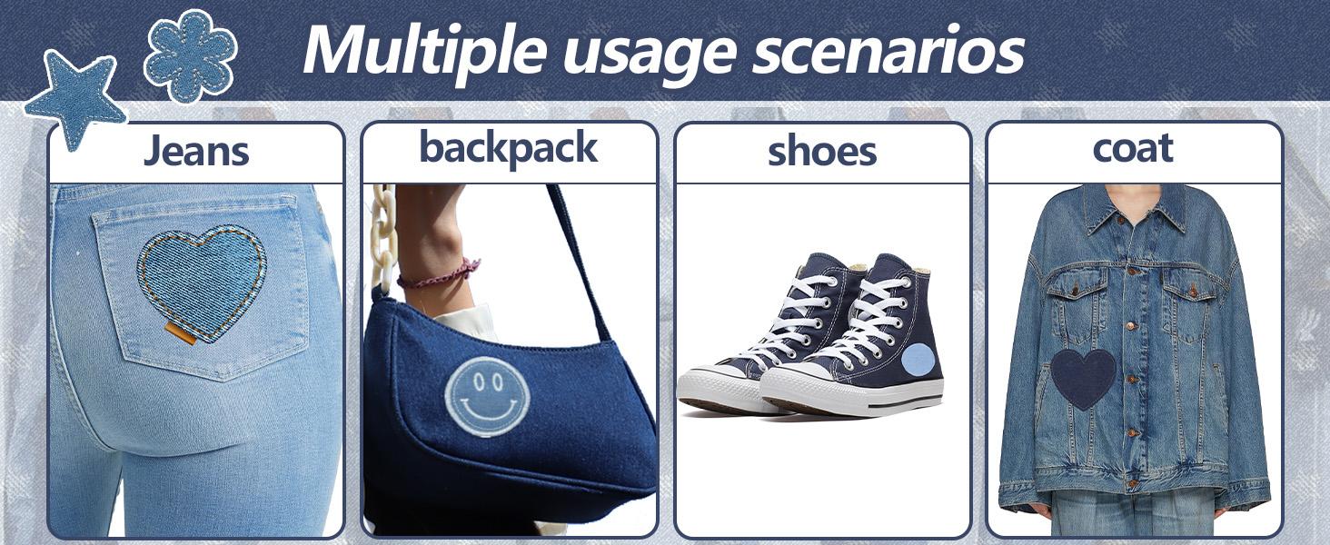 Denim Repair Patches 20 Pcs Iron On No Sew for Jeans 100% Cotton Strong Adhesive Clothing Repair Kit Quick Fix & DIY Decor