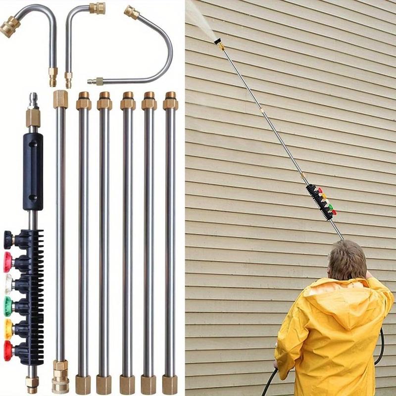 Gutter cleaner curved rod attachment
