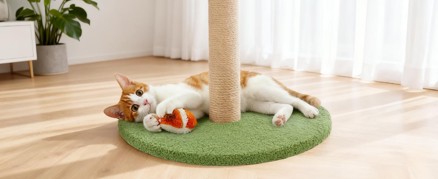 33" Cat Scratcher Tall Scratching Posts with Dangling Ball for Indoor Cats, Green