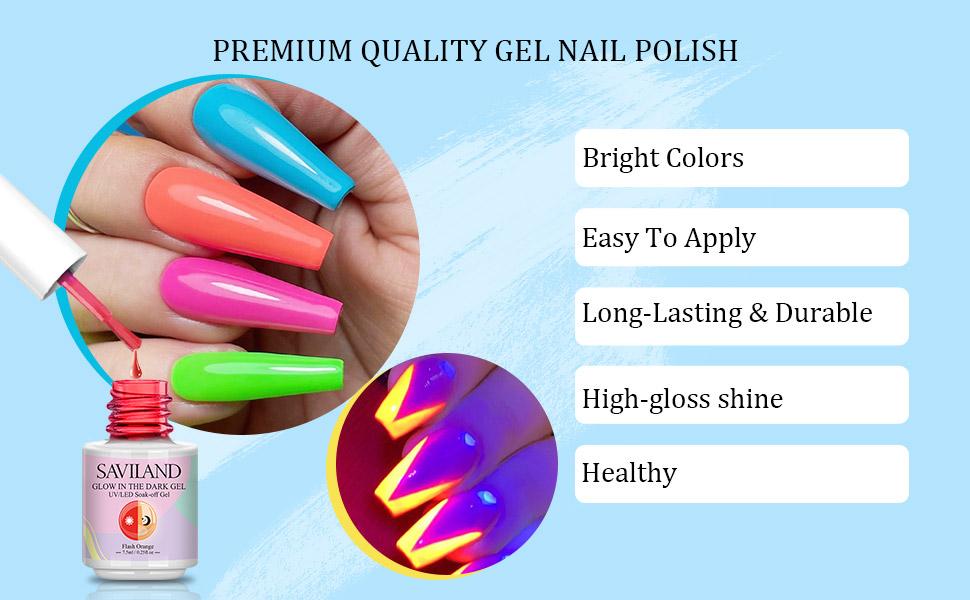 SAVILAND Glows in The Dark Gel Nail Polish Set - 12 Halloween Colors Luminous Neon Nail Gel Polish Set Soak off U V/LED Glow Effect Nail Polish for DIY Nail Art Design Holiday Gifts for Women Nail Care Manicure Cutics Cosmetic SAVILAND Glows in The Dark Gel Nail Polish Set - 12 Halloween Colors Luminous Neon Nail Gel Polish Set Soak off U V/LED Glow Effect Nail Polish for DIY Nail Art Design Holiday Gifts for Women Nail Care Manicure Cutics Cosmetic