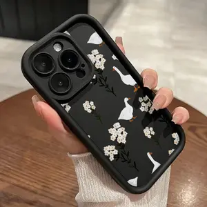 Gentle Goose Garden Pattern TPU Phone Case for iPhone17/16/15/14/13/12/11/X/XS pro max plusSamsungS22/S23/S24/S25/S21/S26/A13/A14/A15/A16/A17/A33/A34/A35/ Plus Shockproof Drop Protection Rugged Durable Silicone Cover Cellphone Protective Smartphone Casing