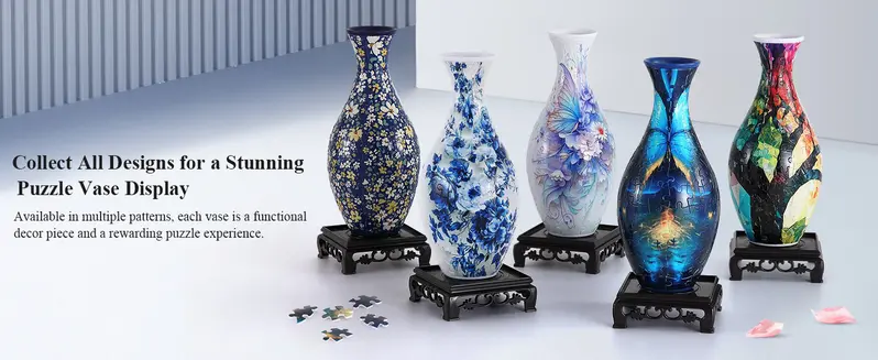Numbered 3D puzzle vase assembly