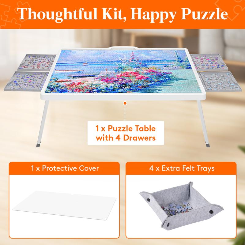 Lifewit 1500-Piece Jigsaw Puzzle Board with Drawers – Multiple Options: Rotating, Tilting, Adjustable Height, Ideal Gift for Puzzle Lovers