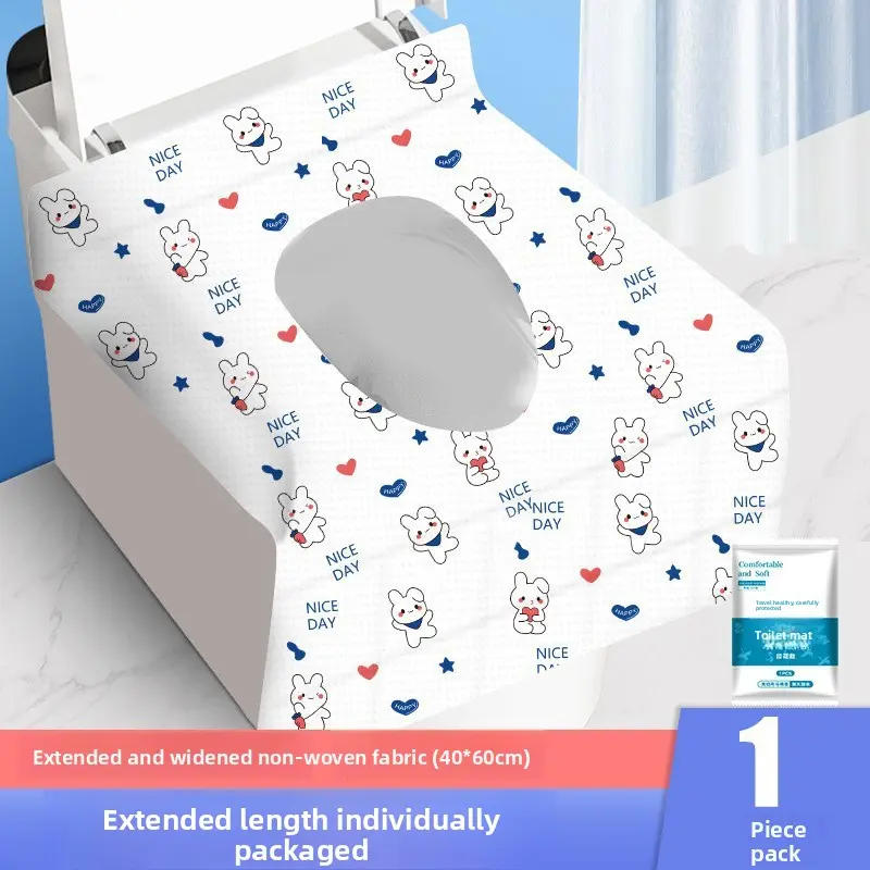 Disposable Toilet Seat Covers 20pcs Disposable Toilet Seat Covers, Toilet Seat Protector, Cute Rabbit and Heart Design, Longer and Wider, Suitable for Public Restrooms, Travel, Airplane , Pack, Waterproof   disposable toilet seat