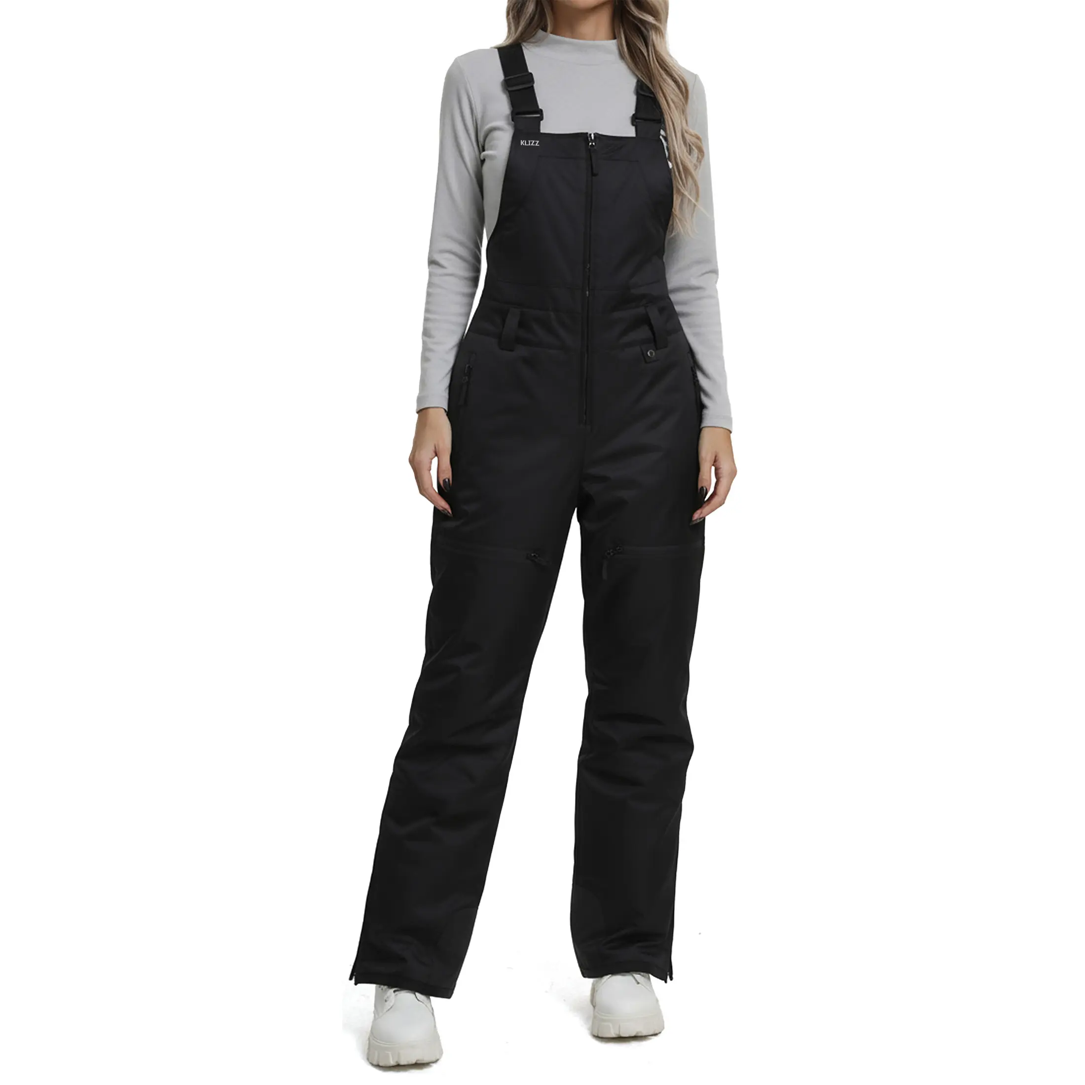 KLIZZ Womens Waterproof Insulated Ski pants Bib Overalls Snowboard Pants with Suspenders for Winter Skiing
