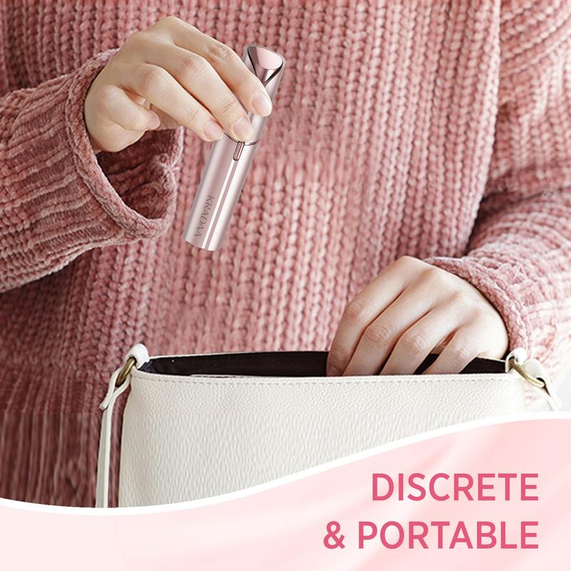 KRADAA Facial Hair Remover for Women，with LED Light Painless Razor for Chin Upper Lip Peach Fuzz Gentle on Sensitive Skin Hypoallergenic Stainless Steel Blades Flawless ，Gold