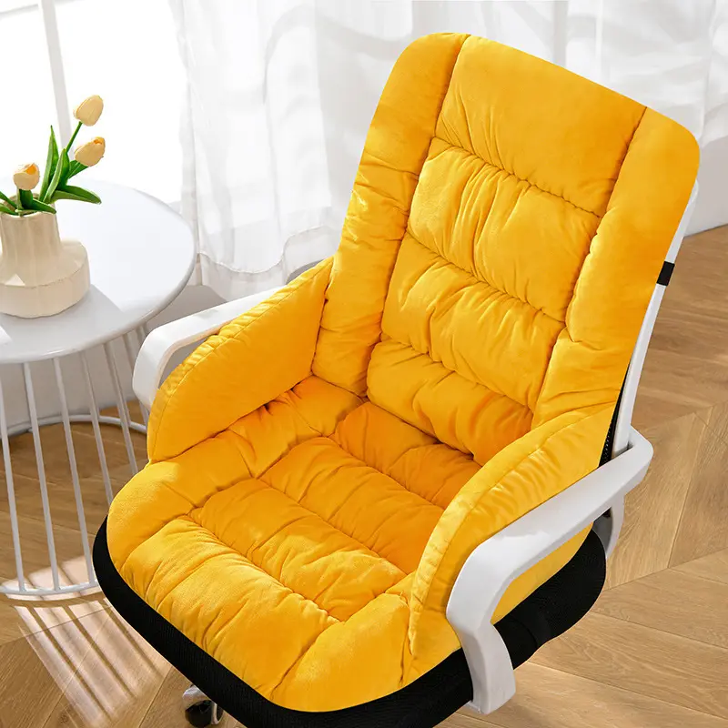 Soft Plush Heated Seat Cushion with Integrated Backrest - Insertable Detachable Waist Warmer, Customizable Cloth Office Accessory for Long Sitting, Plastic Component-Infused Warmth Function, Detachable Parts