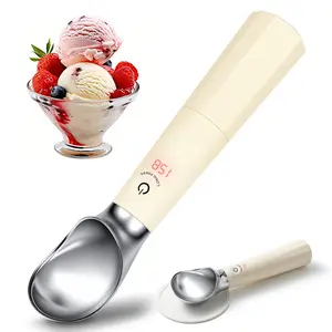 Electric Heated Ice Cream Scoop Rechargeable with Touch Heating to 158°F, LED Display, Easy-Grip Rotating Base for Seniors, Kids, Family, IP67 Waterproof
