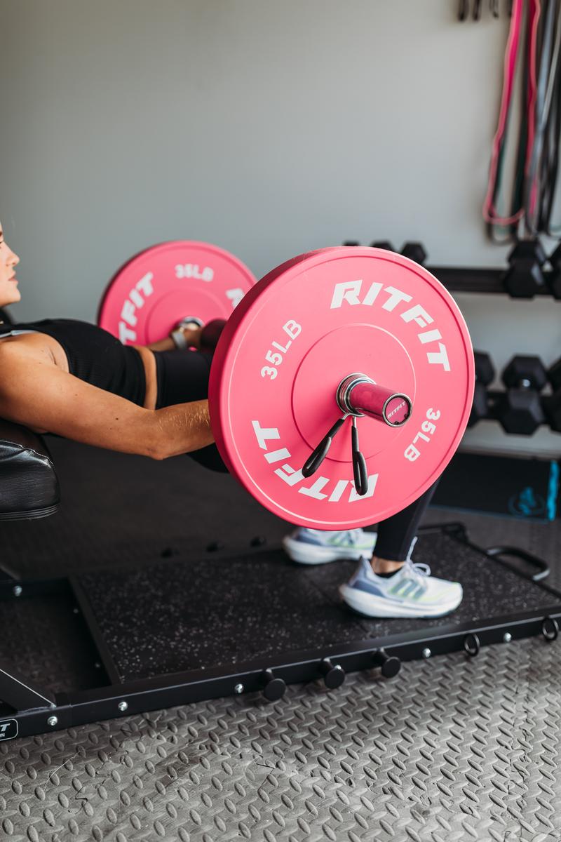 RitFit Pink Weight Plates Olympic Bumper Plates Weight Plates Fit 2" Barbells fitness exercise barbell weight