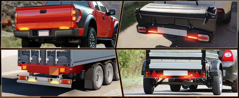 Nilight Truck Tailgate Light Strip 7 Inch Aluminum Frame Double Row 60 LED Red Running Brake Amber Sequential Turn Signals Strobe Lights Bar for Trailer Hitch Cargo Carrier Luggage Rack