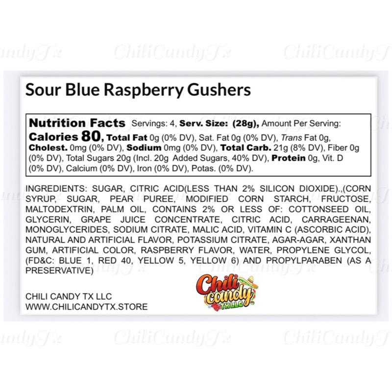 4oz Sour Blue Razz Gushers Raspberry Flavor Snack Candy Popular Treats