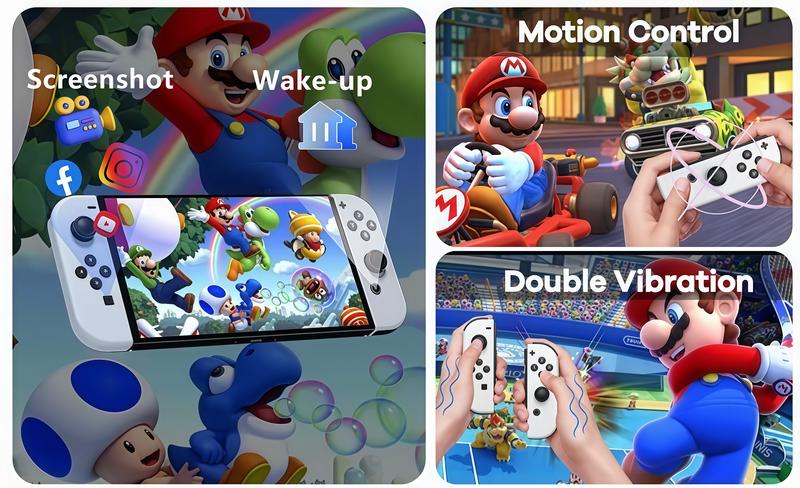 MOVONE Replacement Controller for Switch Lite/OLED Supports Dual Vibration 6-Axis Gyro Wake-up Motion Controls Screenshot L/R Buttons Enhance Gaming Experience