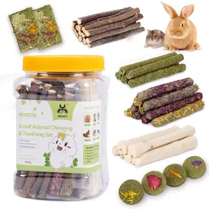50-60 PCS Natural Rabbit Chew Toys, Treats, Timothy Sticks, Apple Sticks, Sweet Bamboo for Guinea Pig, Hamster, Chinchilla, Rat, Small Animals