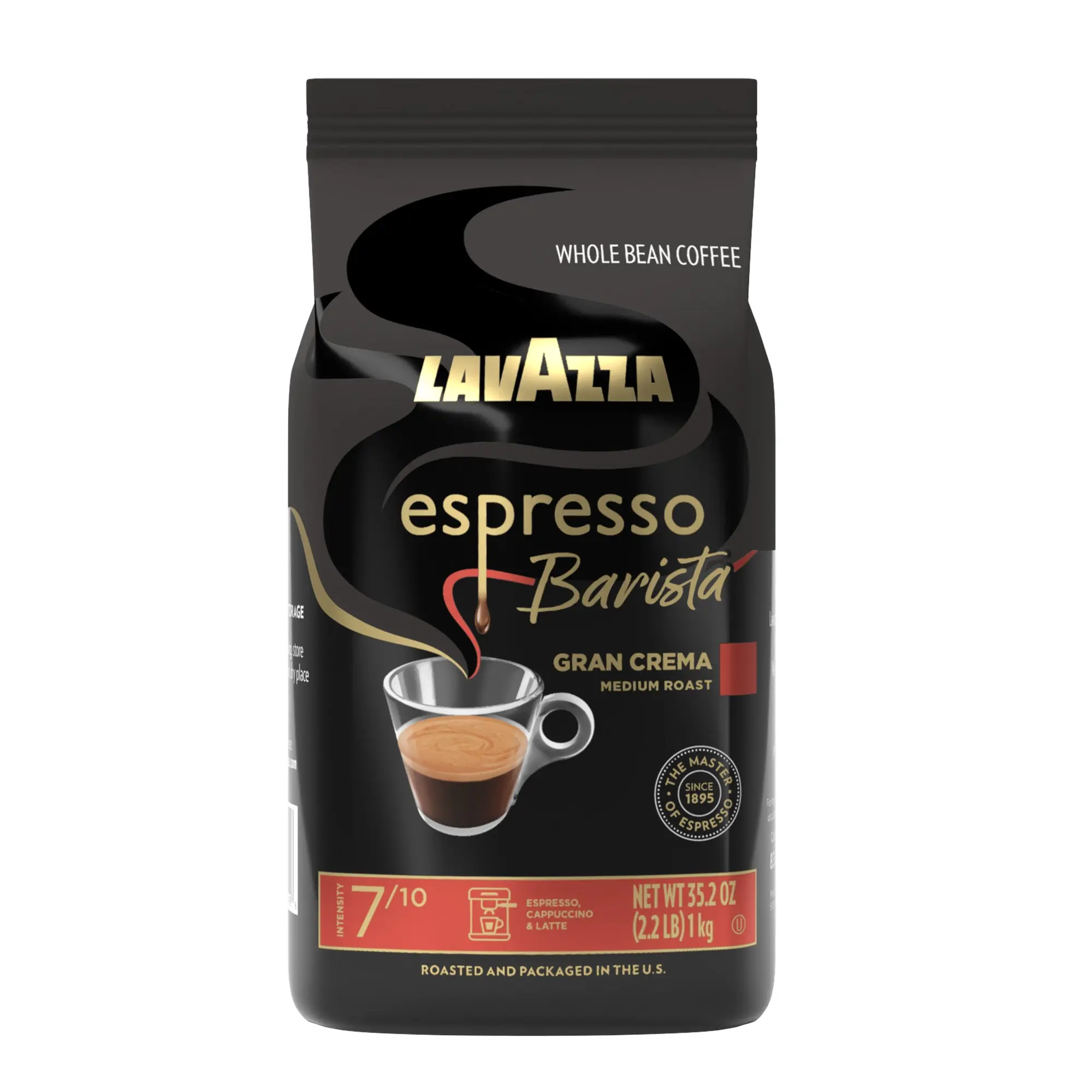Lavazza Espresso Barista Gran Crema Whole Bean Coffee Blend, Medium Espresso Roast, 2.2LB Bag