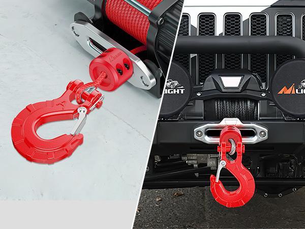 Nilight Forged Steel Winch Hook 3/8" Grade 70 Safety Latch Winch Cable Hook Stopper & Clevis Slip Hook Sets, Included Allen Wrench,Max 35,000 lbs