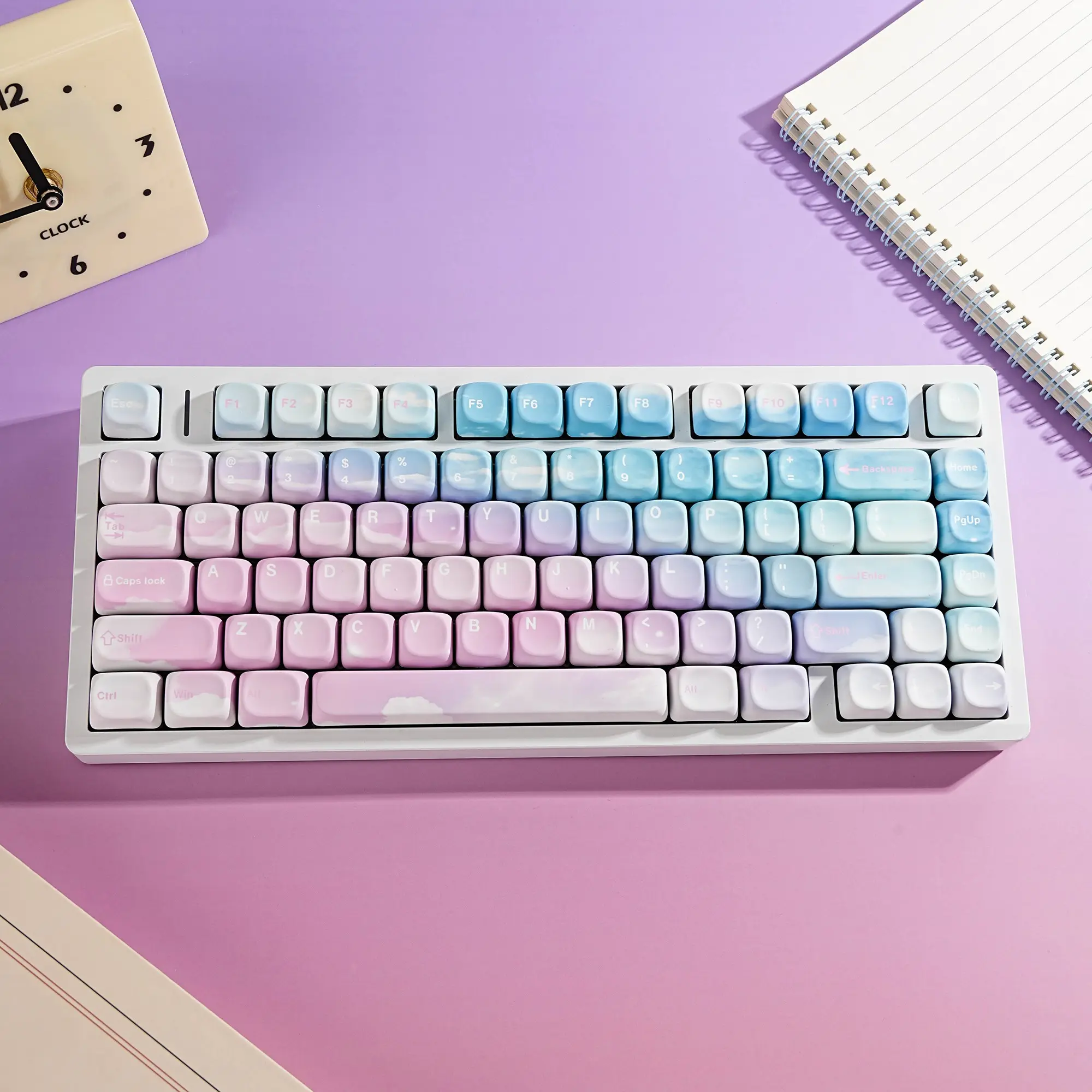130 Key Moa Height Sky Keycaps 5-Sided Heat Transfer German Korean Japanese French Spanish English Uk Layout Mechanical Keyboard Spacer Computer Peripherals
