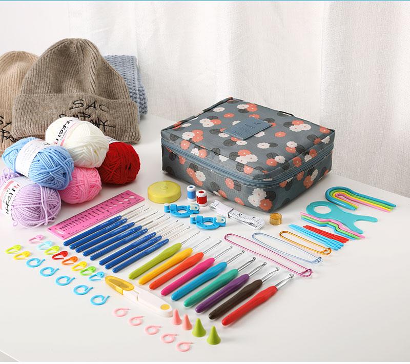 CozyKnots Crochet Starter Kit, DIY Kit, Knitting and Crochet, 58 pc tools