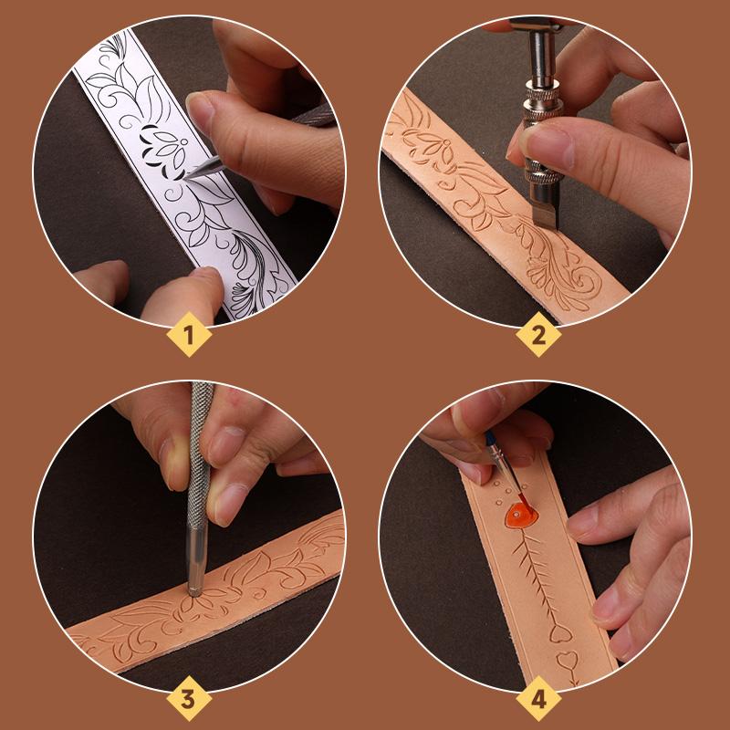 Harxvto Leather Crafting Kit Leather Working Tools and Supplies Stamping, Handmade Leather Craft Classic Style Handmade Gift Bring to Your Love for Diy Craft Beginner Harxvto Leather Crafting Kit Leather Working Tools and Supplies Stamping, Handmade Leather Craft Classic Style Handmade Gift Bring to Your Love for Diy Craft Beginner