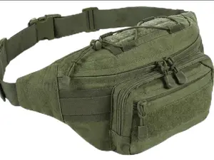 Tactical Fanny Pack - Adjustable Military Waist Bag For Men/Women with Velcro Patch Panel - Resistant EDC Pouch Bag for Outdoor, Hiking, Fishing & Tactical Use (4 Zippered Pockets)