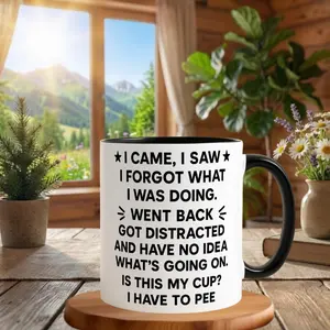 I Came I Saw I Forgot What I Was Doing 11oz Mug, Funny Forgetful Quote Design, Ceramic Coffee Cup, Relatable Gift for Busy Minds