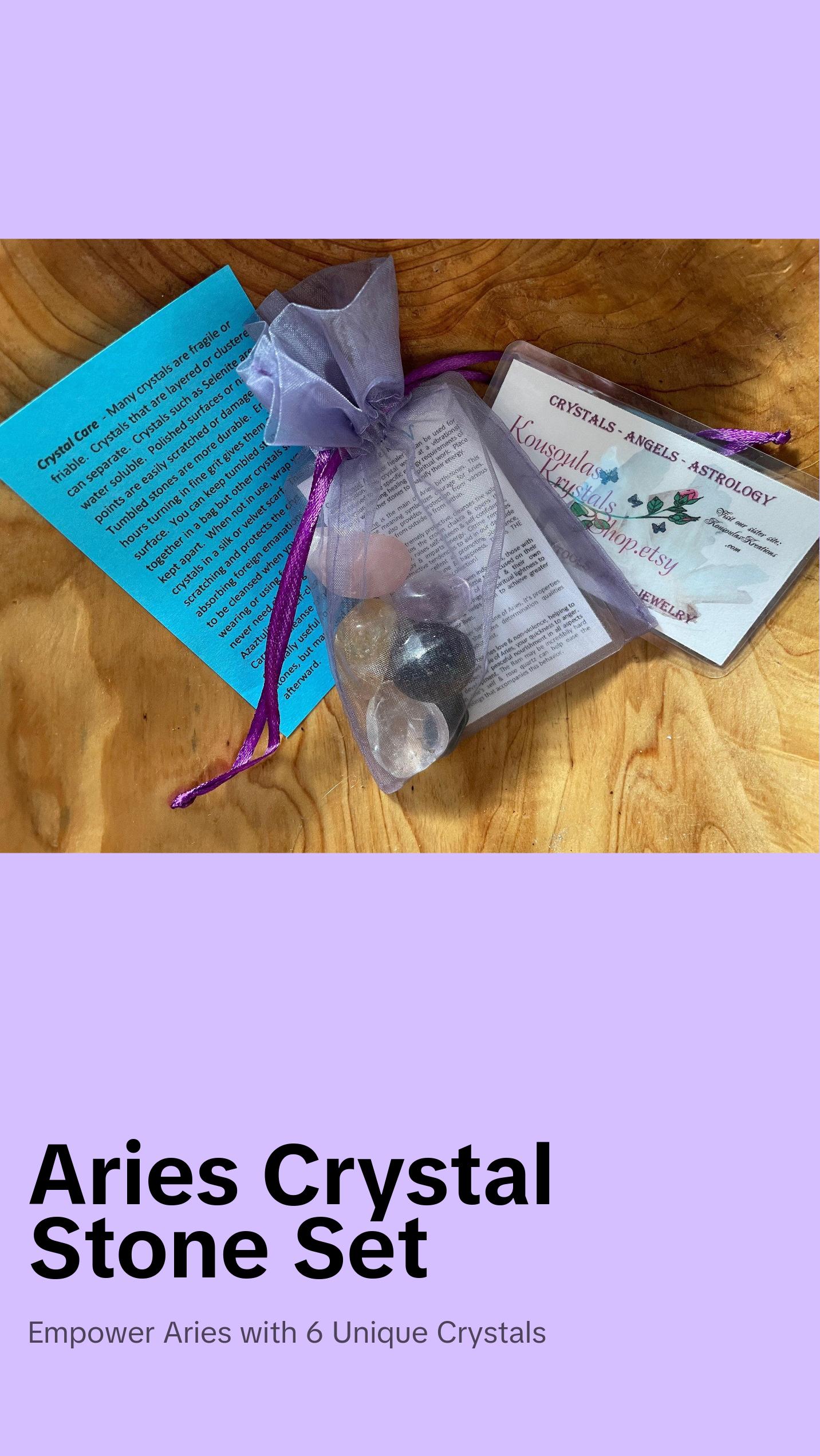 Aries crystal set of 6 crystal stones specifically for the Ram