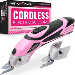 PINK CORDLESS FABRIC SCISSORS 4-VOLT LITHIUM ION