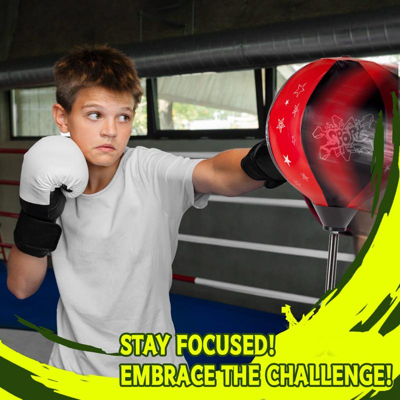 Adjustable Stand Punching Bag with Boxing Gloves - Fun and Safe Toy for Boys and Girls Ages 3+ - Ideal for Karate and Martial Arts Training