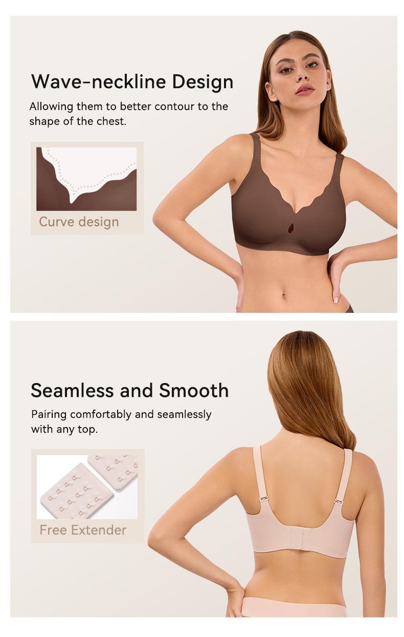 LUCKMEEY Bras for Women No Underwire Wave Push Up Wireless Bra Seamless Bras Full Coverage Bralettes Lift Everyday Bras