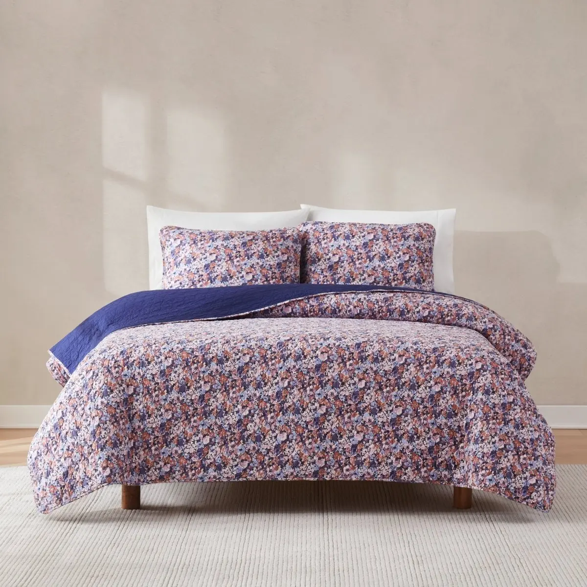 Lush Decor Alicia Camo Floral Cotton Quilt Set - 2 or 3-Pc Twin/Twin-XL/Full/Queen/King/Cal King, 100% Cotton, Painterly Floral Design, OEKO-TEX Certified, Machine Washable