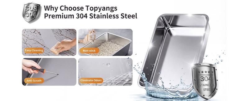 TOPYANGS XL Stainless Steel Trash Can (with Lid) features a high-sided, enclosed design for easy cleanup and effective spill prevention. Its flip-top lid allows for effortless emptying. Christmas gift