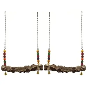 2 Pack Chicken Bird Swing,Natural Wooden Swing Toys,Wood Stand for Chick,Safe Coop Accessories Bird,Parrot