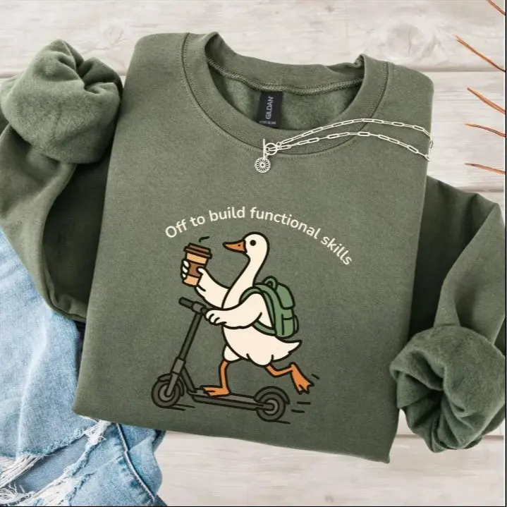 Occupational Therapy Sweatshirt - Off to Build Functional Skills OT Goose Crewneck, Pediatric OT Gift, Therapist Sweater, cozy fleece unisex winter