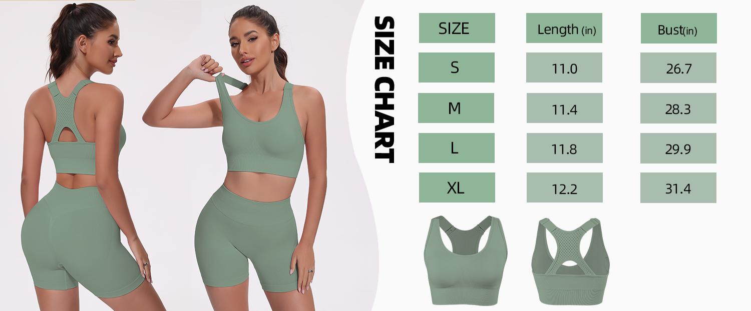 CHRLEISURE 3PCS Seamless Bra High Support for Workout Padded Racerback Sport  Adjustable Sports Bras for Women Seamless Bra