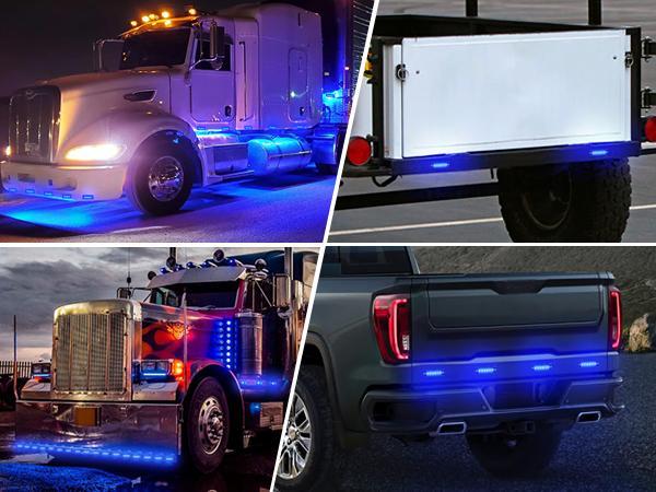 Nilight 10PCS 3.8” 6 LED Blue Indicator Light Truck Camper Side Marker Light Marine Boat Stern Light Yacht Kayak Sailboat Trailer Bus RV Clearance Light 12V DC