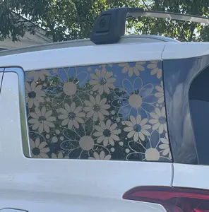Daisies Full-Window Car Decal — Die Cut Floral Window Wrap