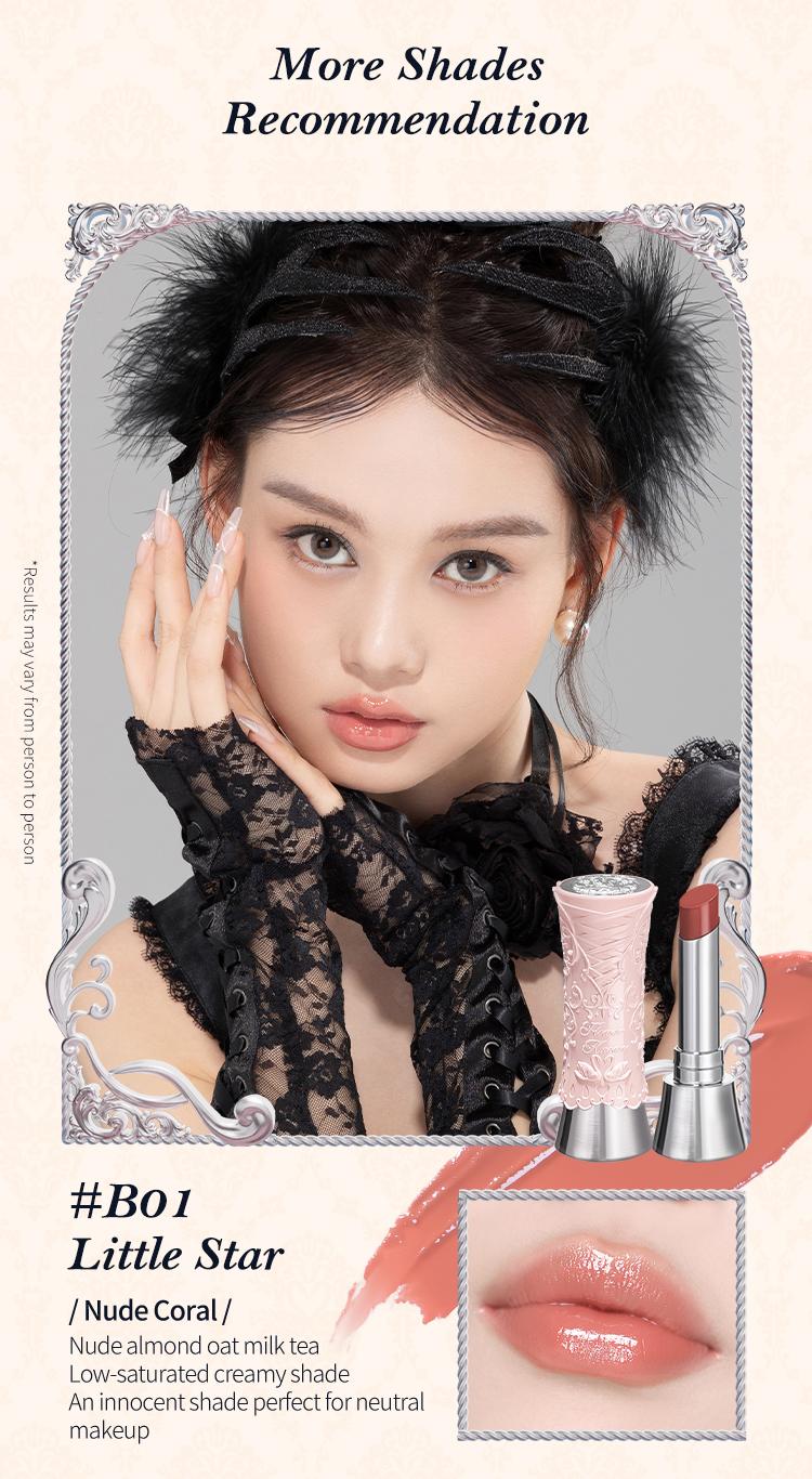 Flower Knows Swan Ballet Collection Shine Lipstick, Elegant Design with Jojoba Oil for Hydration & Moisture, Glossy Finish, Long Lasting Transfer Proof, #Summervibes