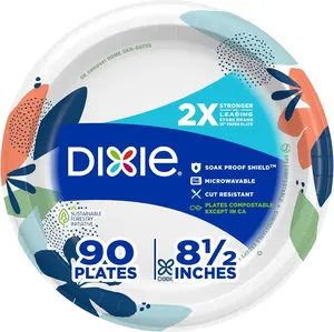 Dixie Medium Paper Plates, 8.5 Inch, 90 Count, 2X Stronger