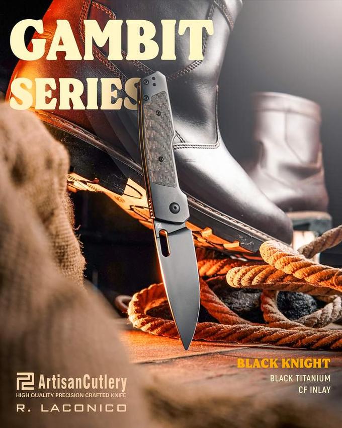 Artisan Cutlery Gambit Pocket Folding Knife with CPM S90V Steel Blade and Titanium Handle Design By Ray Laconico