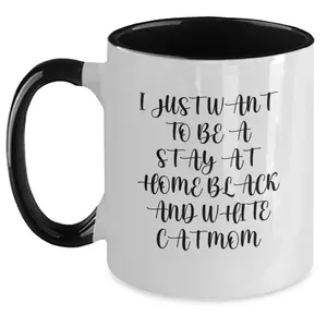 Funny Black and White Cat Two Tone Coffee Mug Gifts for Mom from Family on Valentine's